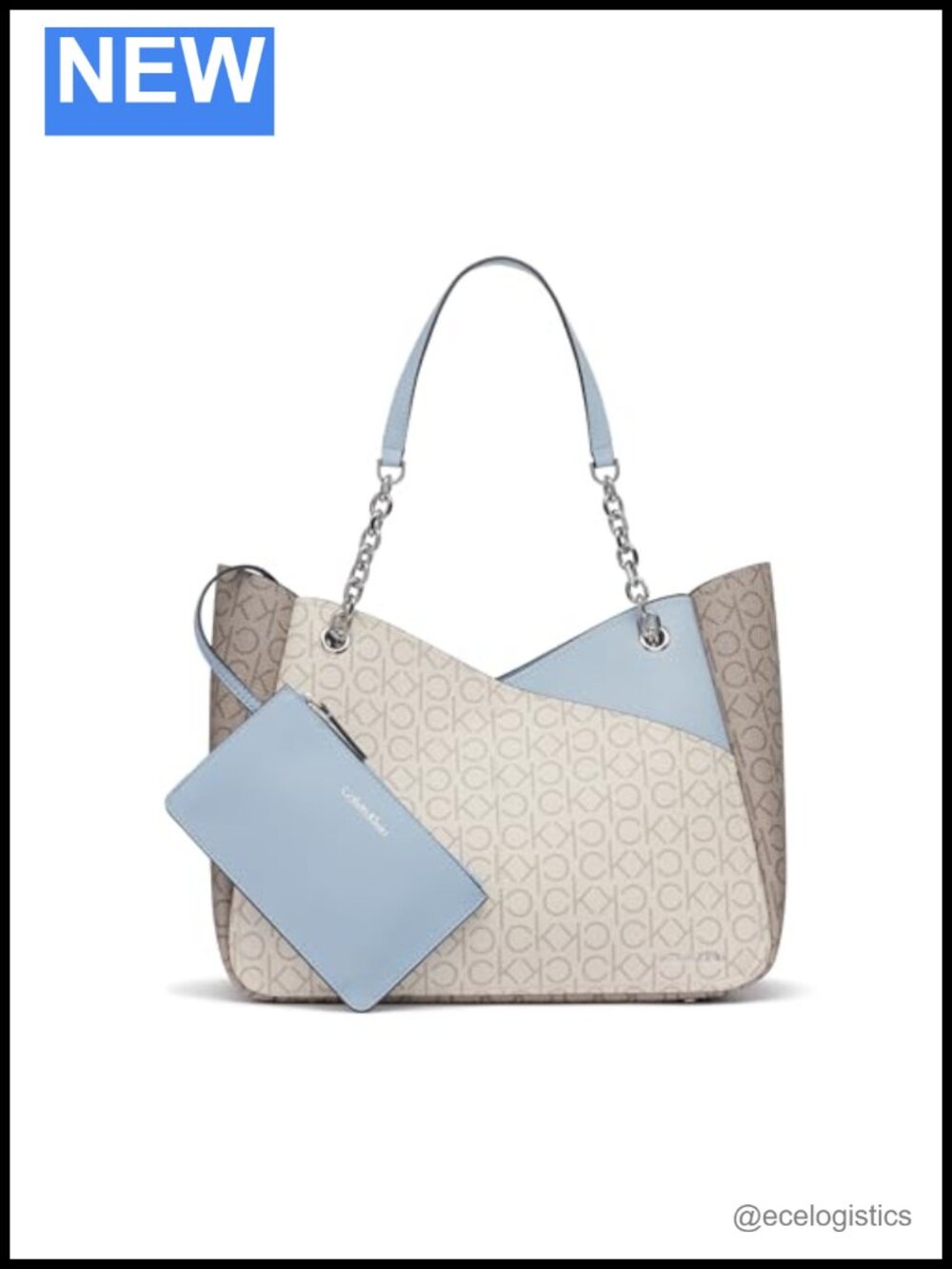 Calvin Klein Zoe Chain Tote - Monogram PVC Satchel